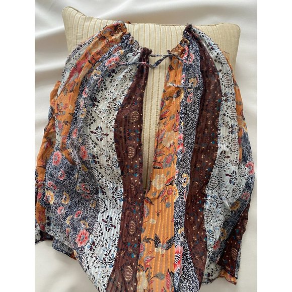 Isabel Marant Orange Printed Silk Patchwork Top, size 36 - Picture 13 of 16